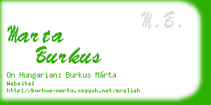 marta burkus business card